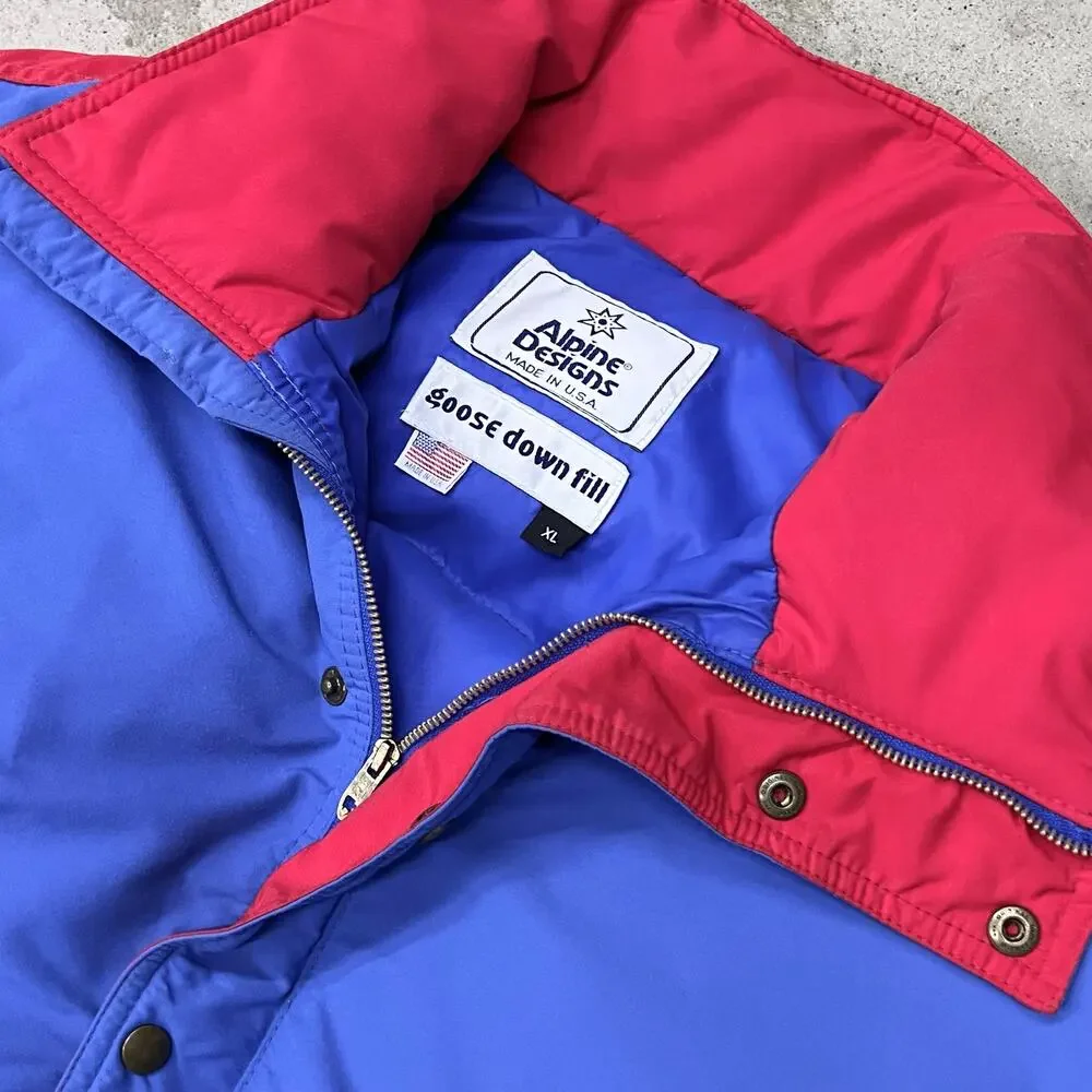 True Vintage 80s Alpine Designs Puffer Down Winter Ski Jacket Outdoors Gorpcore